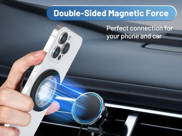 double-sided phone ring holder, attached on magnetic car mount