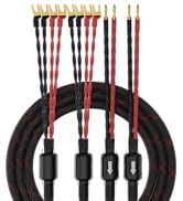 Tertullus 1 Pair Biwire Speaker Cable 8 Spade Plugs 4 Gold Plated Banana Plugs (2.5m/8.20ft)