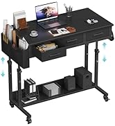 Rolling Standing Desk Adjustable Height with Drawers, 40 Inch Mobile Stand Up Portable Teacher De...