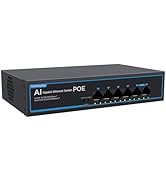 hohtouying 4 Port Gigabit PoE Switch with 2 Gigabit Uplink, 802.3af/at Compliant, 65W Built-in Po...