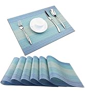 PIGCHCY Placemat,Washable Cross-Weave Non-Slip Insulation Placemat Vinyl Table Mat Set of 6 (6pcs...