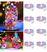 chzk 8 Pack Multicolor Fairy Lights Battery Operated 7ft 20 LED Mini String Twinkle Lights for Ma...
