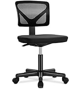 DUMOS Armless Office Chairs with Wheels, Ergonomic Adjustable Home Desk Swivel Rolling Task Chair...