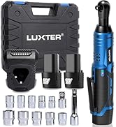 LUXTER 3/8" Cordless Electric Ratchet, 12V, 45 Ft-lbs, Cordless Power Ratchet Kit with 2 pack 2.0...