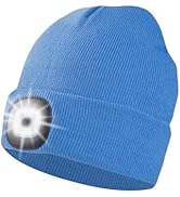 Unisex Beanie Hat with Light, USB Rechargeable LED Headlamp Cap Warm Knit Hats for Winter Safety,...