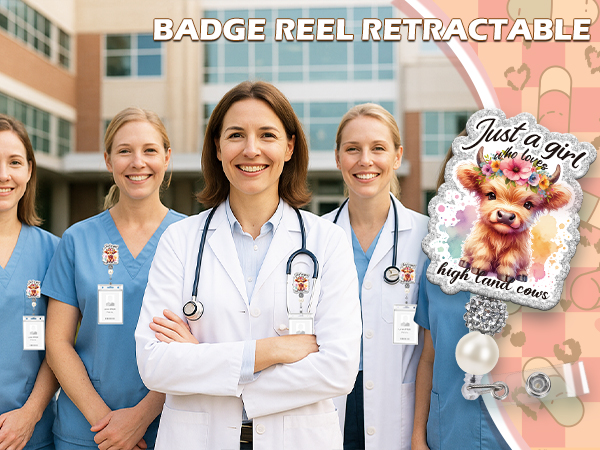 Koazava Cute Highland Cow Badge Reel