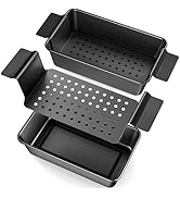 TLAZZ 2 Pack Meatloaf Pan with Drain Tray, Non Stick Meat Loaf Pan with Drip Tray, 9.4 x 5.5 Inch...