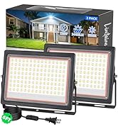 2 Pack 120W LED Flood Lights Outdoor, IP66 Waterproof 14400LM Plug in Work Light with 6FT Long Co...