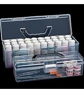 Udefineit 2-Sizes Portable Clear Acrylic Paint Organizer Boxes with Handle, Empty Craft Storages ...