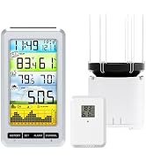 Urageuxy Rain Gauge Wireless Indoor Outdoor Thermometer with Color Display Screen, Rain Gauges fo...