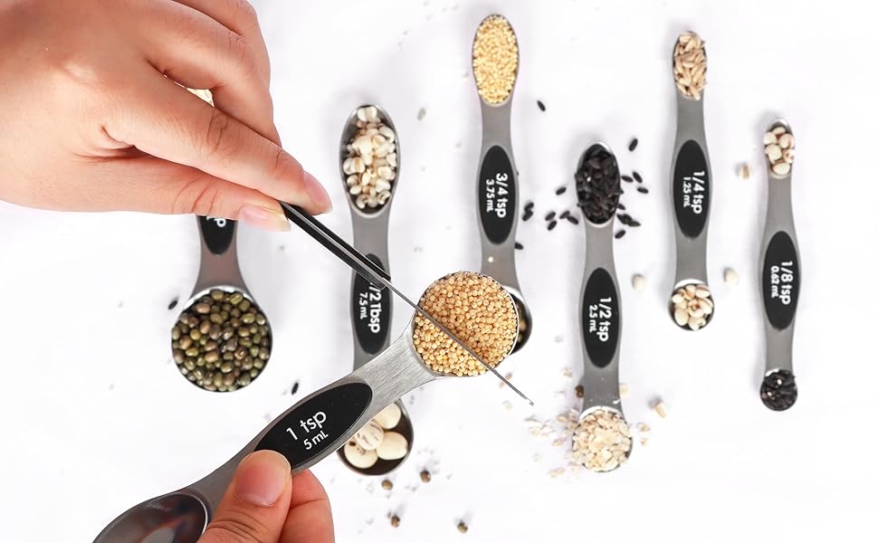 measure spoon set stainless steel with leveler