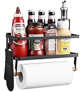 ZITRONE Magnetic Paper Towel Holder for Refrigerator 2-in-1 Foldable Magnetic Spice Rack, Strong ...