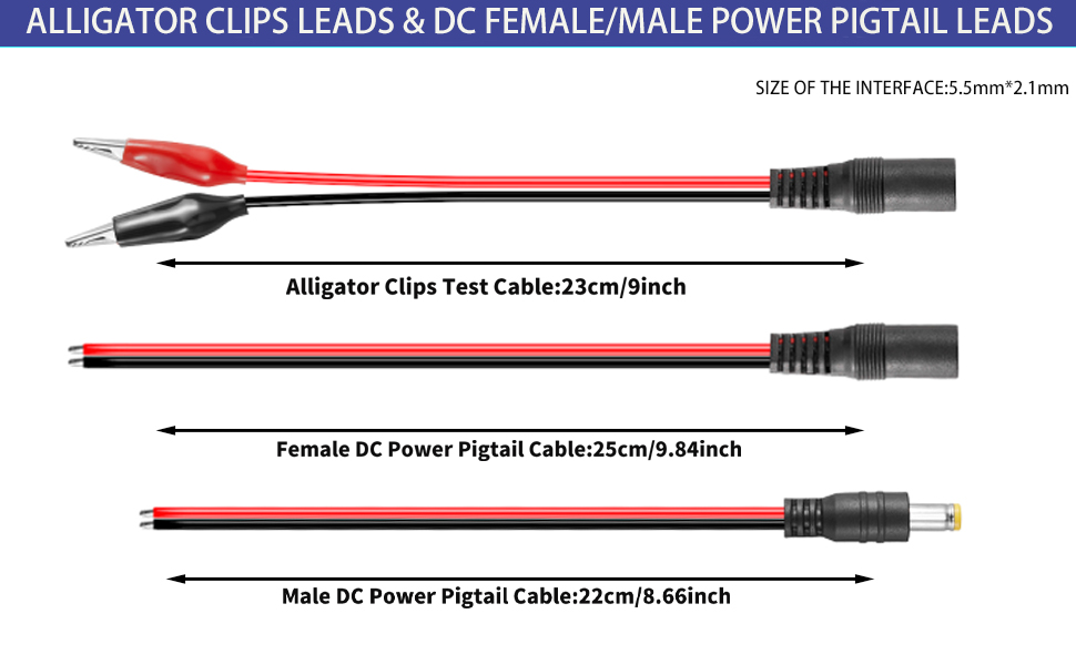 alligator clips leads cable wire power dc pigtail cable leads power supply