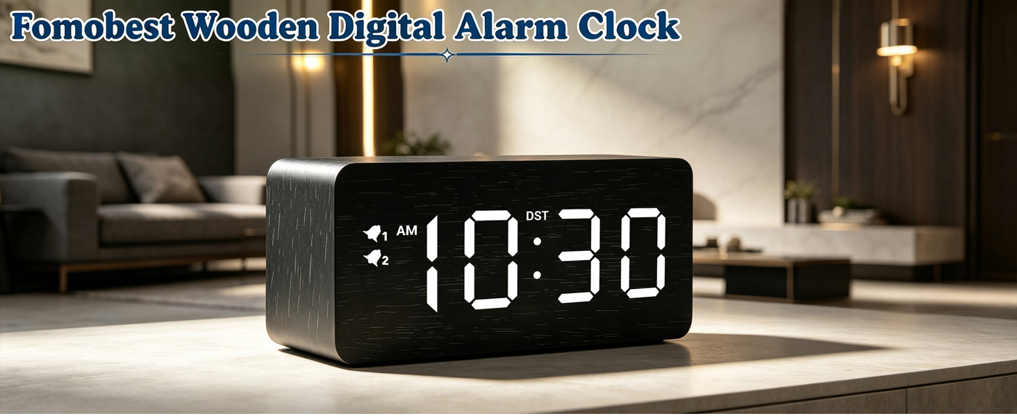 Fomobest Wooden Digital Alarm Clock
