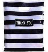 Thank You Merchandise Bags,Daarcin 20pcs 12x16in Black and White Stripes Die Cut Plastic Shopping...