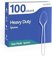 100 Count Plastic Spoons,Heavy Plastic Silverware,Premium Disposable Spoons, BPA-Free, Heat Resis...