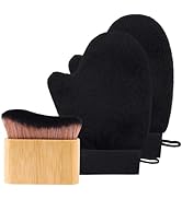 LIGOFLORA 3-in-1 Tanning Mitts Self Tanner Mitt Applicator and Brush, Self Tanning Kit with 2 Bla...