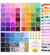 6mm Glass Beads for Bracelets, 2700pcs 70 Colors Crackle Glass Beads for Jewelry Making, Funtopia...