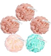 Fxlsrfh Bath Loofah Sponge 70g Large Shower Pouf, 5 Pack Soft Mesh Body Scrubber, Exfoliating Bat...