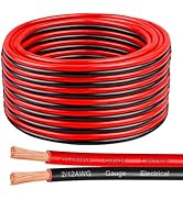 12 Gauge Wire 100 Feet, 12/2 AWG Pure Copper Wire, 12AWG 2 Conductors Red Black Oxygen Free Stran...