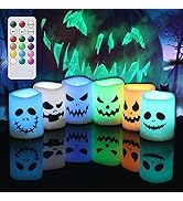 GenSwin Halloween Flameless Votive Candles Color Changing with Remote Timer, Battery Operated LED...
