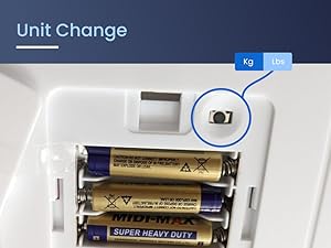 Battery Compartment Of Smart body composition scale with Unit Button Change between lbs and kg