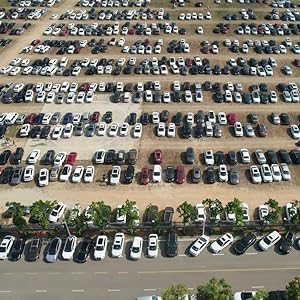 a parking lot full of cars