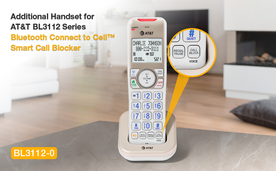 AT&amp;T, BL3112-0, Cordless Phone, Bluetooth Connect to Cell, Smart Call Blocker