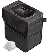Simple Deluxe Car Trash Can with Lid and Storage Pockets, Leak-Proof Car Garbage Can with Adjusta...