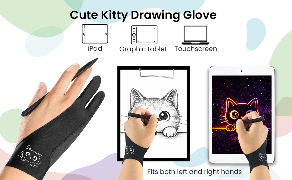 Digital Drawing Glove: 3-Layer Palm Rejection, Two-Finger Artist Glove for Drawing Tablet