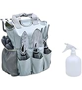 MeiJia Garden Tool Set, 9 Piece Hand Tool Kit Garden Canvas Apron with Storage Pocket, Outdoor To...