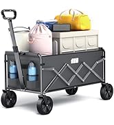 Collapsible Folding Wagon, Heavy Duty Foldable Wagon Cart with Wheel, Lightweight Utility Grocery...