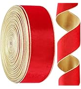 Velvet Wired Ribbon Christmas Velvet Wired Edge Ribbon 2.5 inchx100 Yards Satin Velvet Ribbon Chr...