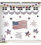 Whaline Patriotic Garage Decoration Magnet Sticker Flag Firework Star Garage Door Decal 250th Ann...