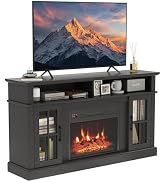 ARLIME 60 Inch Electric Fireplace TV Stand, 23 Inch Fireplace Heater with Mantel, Media Console w...