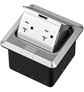KYHSHJ Pop Up Floor Electrical Outlet Box Kit,20 Amp Stainless Steel TR Tamper-Resistant Duplex R...