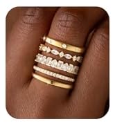 RLMOON Stackable Gold Rings for Women Non Tarnish Dainty 14K Gold/Silver Plated Stacking Thumb Ri...