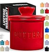 PriorityChef French Butter Crock with Lid, Get on Demand Spreadable Butter, Ceramic Butter Keeper...