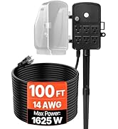 VEVOR Outdoor Power Stake Waterproof, 100 FT Extension Cord, Outdoor Power Strip, Weatherproof wi...