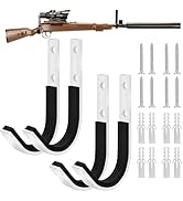 White Gun Rack Storage Wall Mount Shotgun Rifle Hook Horizontal Metal Gun Hanger for Any Rifles S...