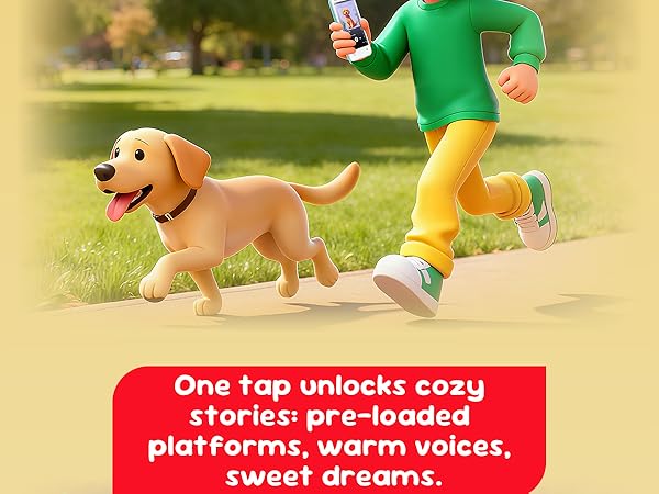 A boy running outdoors with music, headphones on, enjoying the joyful energy of movement.