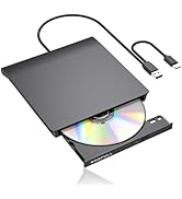 ROOFULL External CD DVD Drive for Laptop, USB 3.0 Type-C CD DVD Disc Reader Writer Burner, USB-C ...