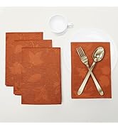 smiry Fall Napkins Set of 4, 18x18 Inch Autumn Leaves Damask Dinner Napkins, Fabric Napkins for H...