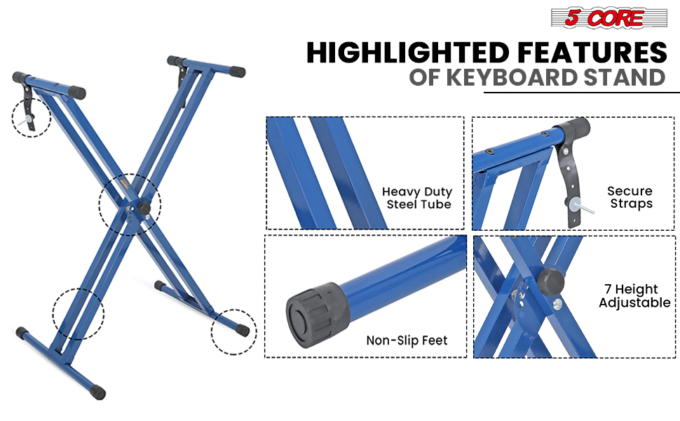 Keyboard Stand Single X Style 7 Adjustable Digital Electric Piano 61 76 88 Keys