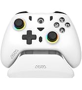 ASRVA White 2.4G Wireless Game Controller &amp; Charging Station Bundle - Hall Effect Joystick, Metal...