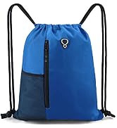 Drawstring Backpack Sports Gym Bag for Women Men Children Large Size with Zipper and Water Bottle...