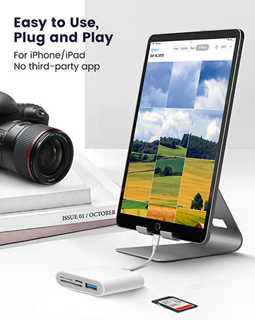 SD Card Reader for iPhone iPad, Lightning to SD Card adapter, iPhone SD Card Reader