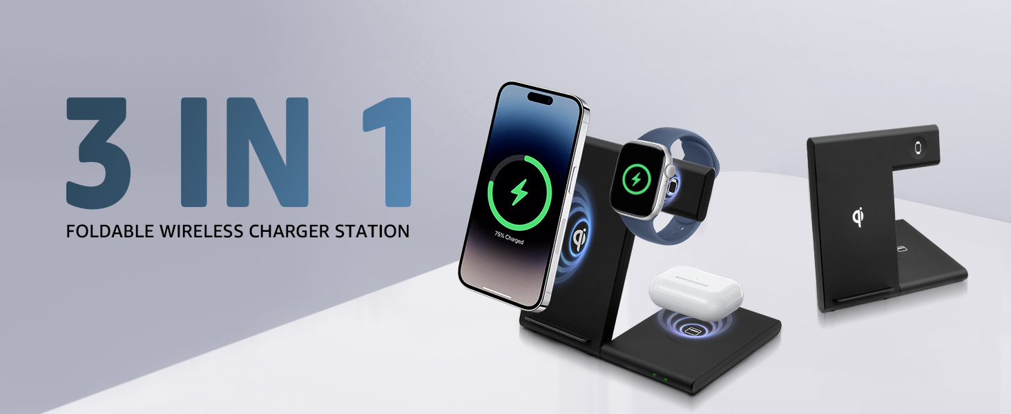 3 in 1 Foldable Charging Station for Apple Products