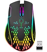 VEGCOO Wireless Gaming Mouse, C30 Silent Click Wireless Rechargeable Gaming Mouse with Double-Cli...