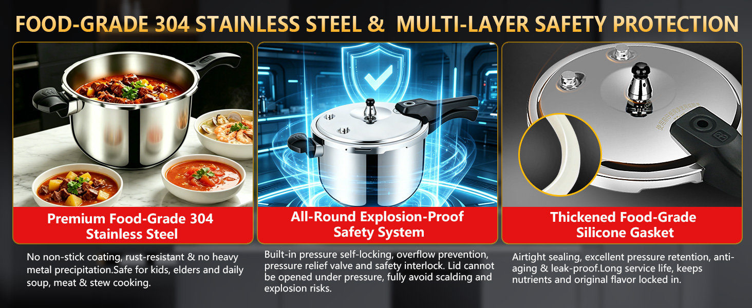 pressure cooker;pressure cooker stainless steel;small pressure cooker;6 8 10 12 quartqt+;